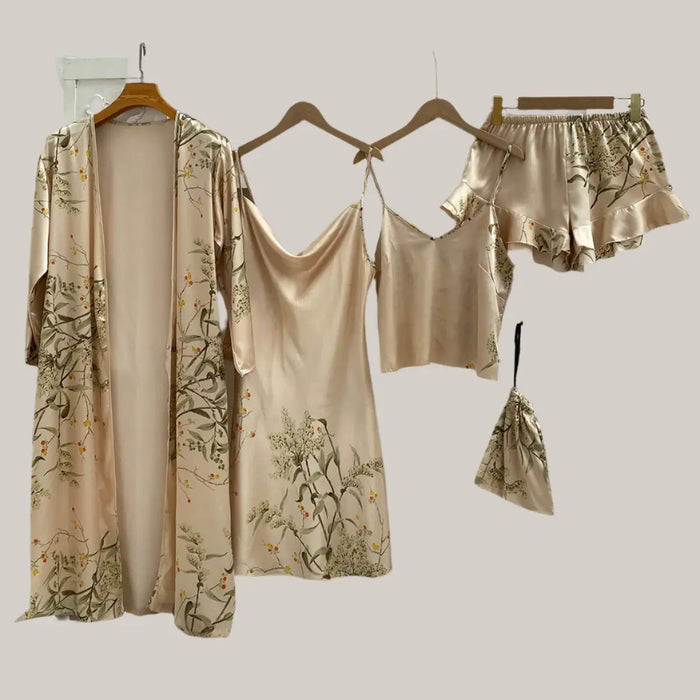 Printed Little Cherry Pajamas For Women Champagne