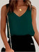 Loose Sleeveless Cami Basic Tank Shirt Dark Green