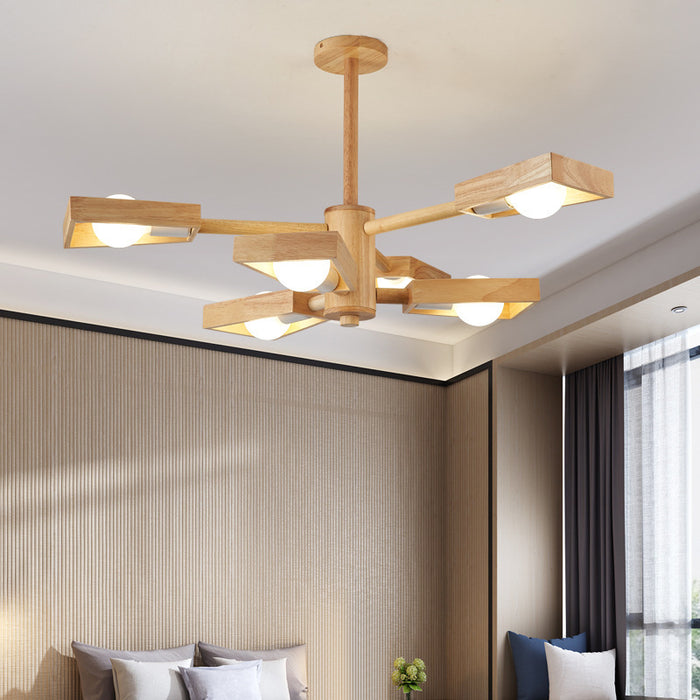 Nordic Solid Wood and Acrylic LED Chandelier