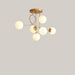 Geometric Iron Chandelier for Living Rooms Golden Milky White Lampshade