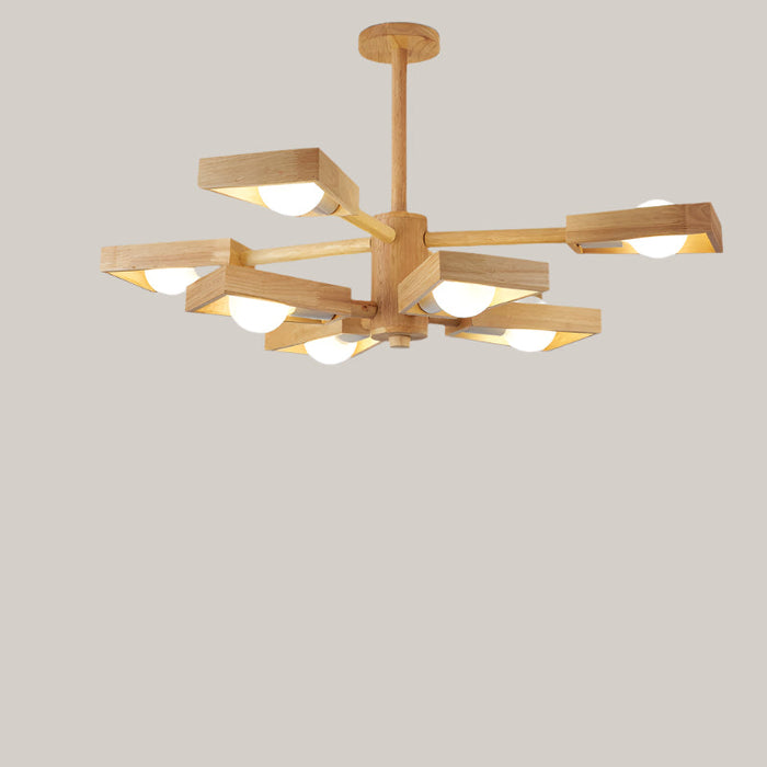Nordic Solid Wood and Acrylic LED Chandelier