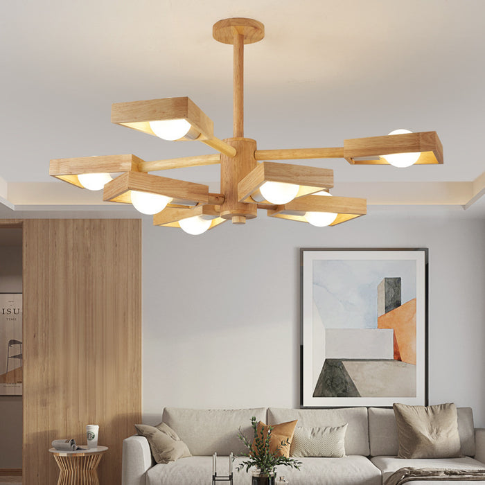 Nordic Solid Wood and Acrylic LED Chandelier