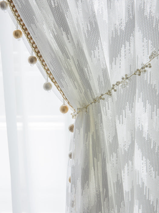 Light Luxury Polyester Curtain with Gold Beads Corrugated Yarm