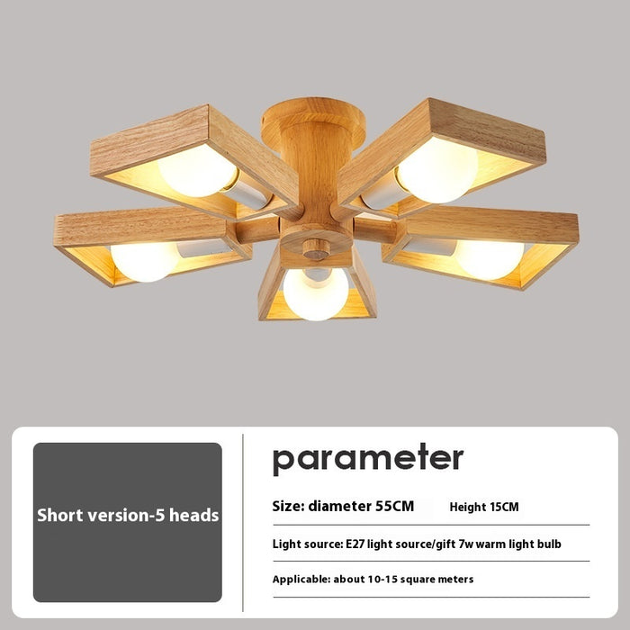 Nordic Solid Wood and Acrylic LED Chandelier 5 Heads