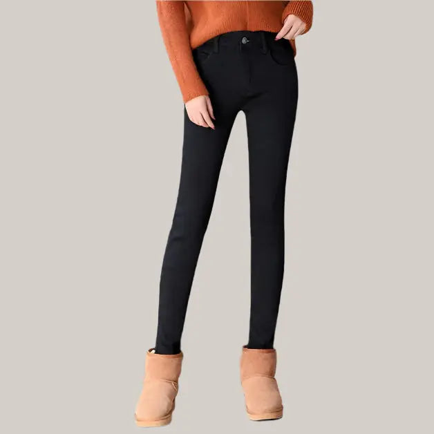 Plush thick jeans Black without cashmere