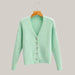 Round neck sweater women sweater coat Green One size