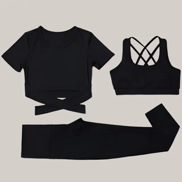 Three-piece speed suit for gym yoga wear Black