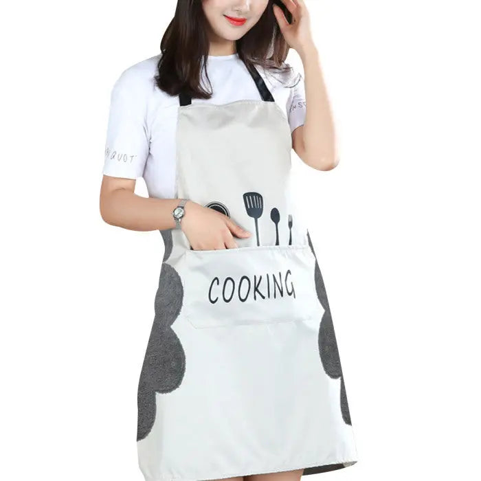 Waterproof Sleeveless Kitchen Apron with Coral Fleece, 71 × 72 cm Grey