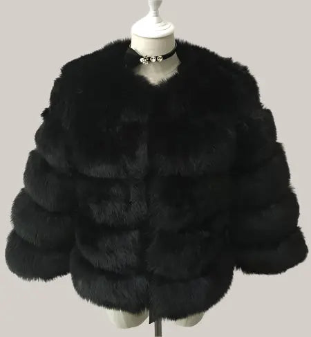 S-3XL Mink Coats Women Winter Black