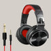 Stereo headphones with mic 002Black red