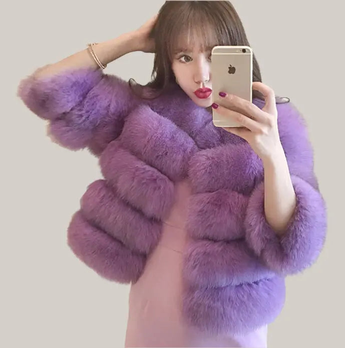 S-3XL Mink Coats Women Winter Purple