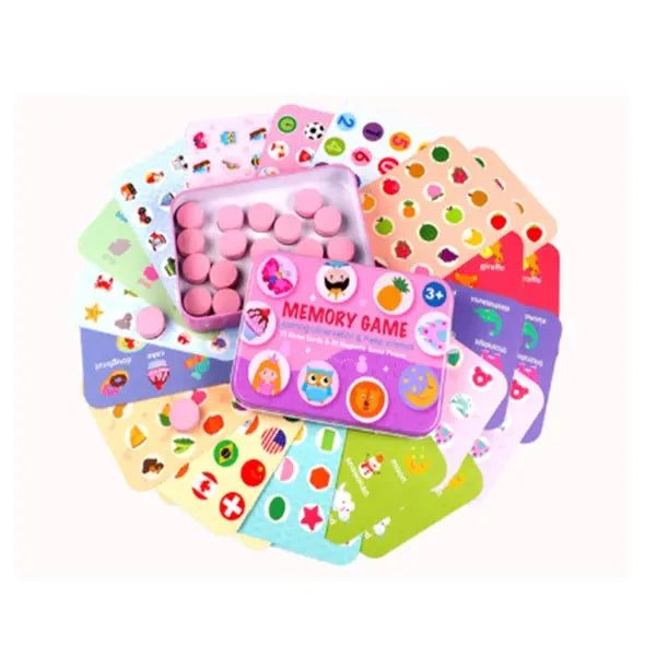 Wooden Color Memory Board Game – 17.5 cm, 5 Designs Pink B