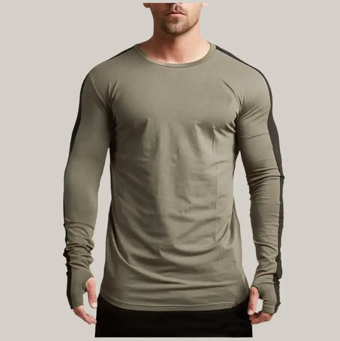 Long-sleeved T-shirt for men Green with stripe