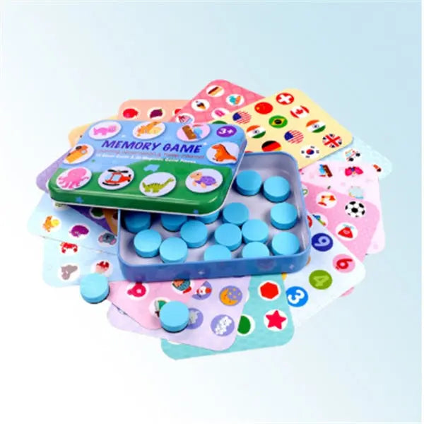 Wooden Color Memory Board Game – 17.5 cm, 5 Designs Blue C