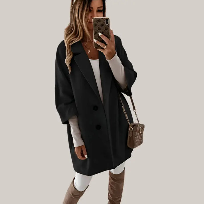 Autumn Winter Women Coats Black