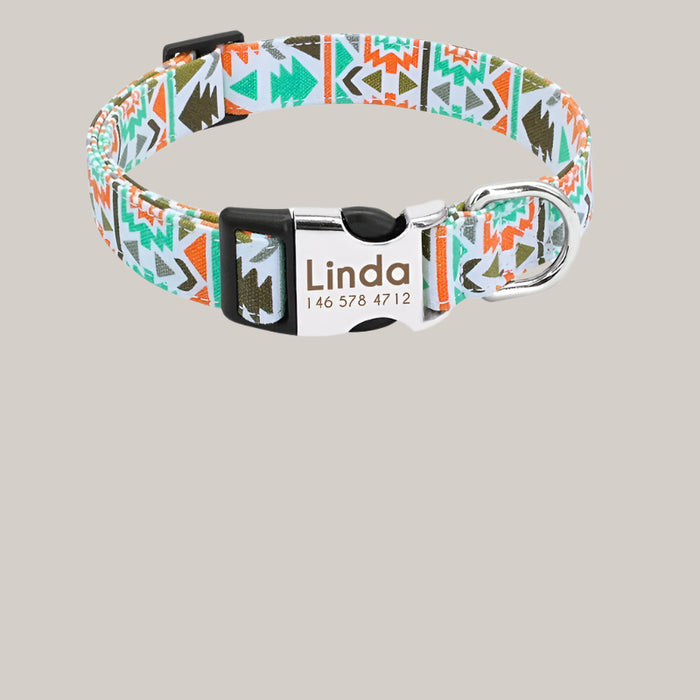 Personalized Dog Collar with ID Tag Orange