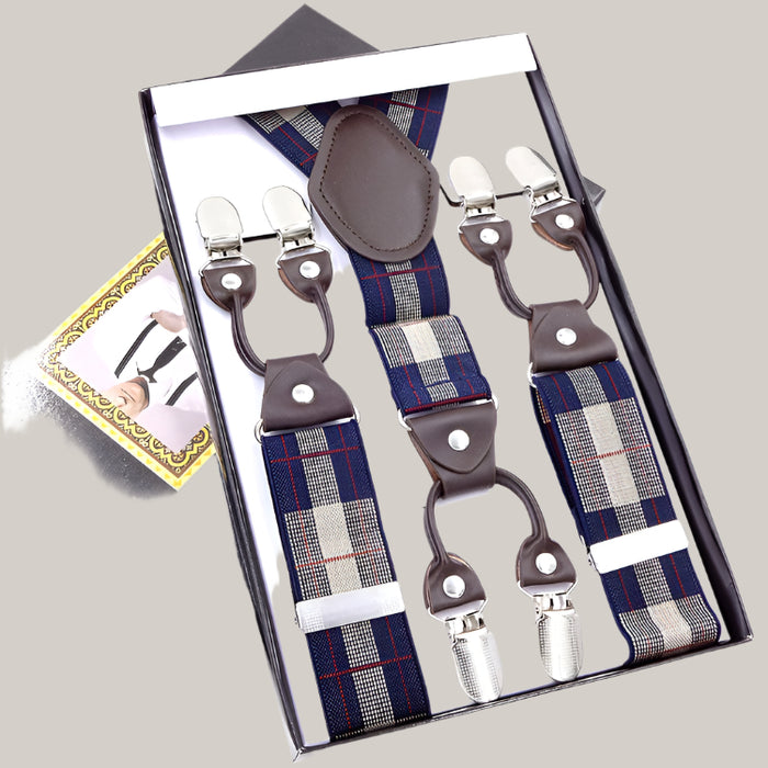 Men's Six Clip Jacquard Suspenders