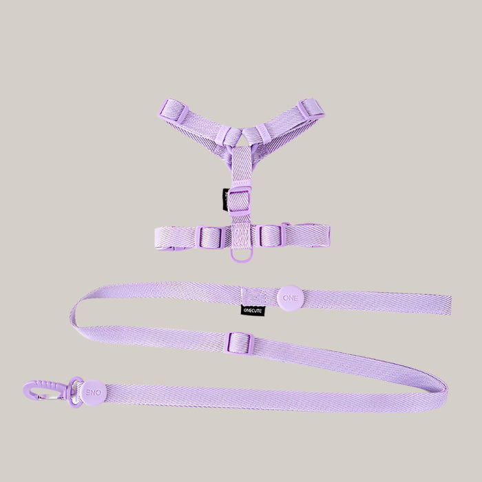 Korean Version Of Pet Macaron H-type Collar Chest Back Lead Rope Purple