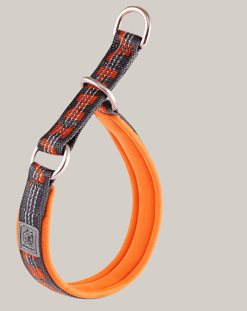 P-Chain Dog Walking Collar Reflective gray orange