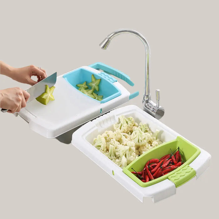 3-in-1 PP Over-the-Sink Cutting Board and Colander