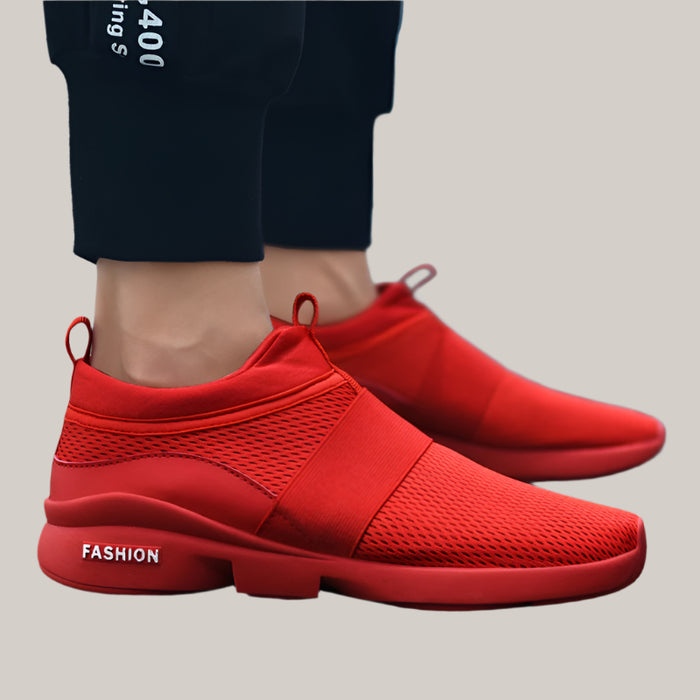 Breathable Athletic Loafers Red