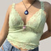 Green V-neck slim lace tank tops