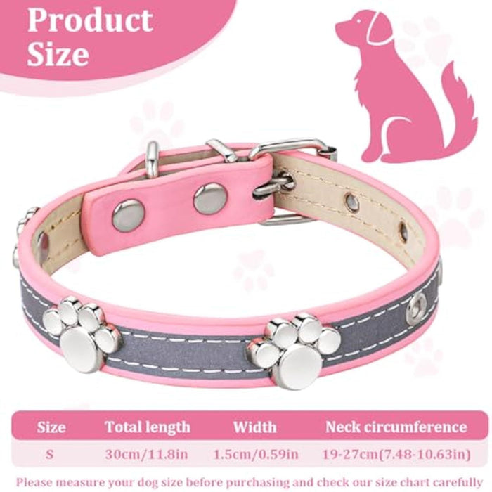 Adjustable Girl Puppy Dog Collars With Cute Paw Rivet