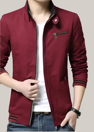 New Spring Autumn Men Casual Jacket Wine Red2