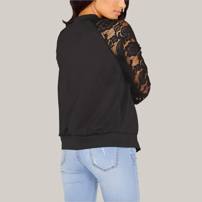 Lace Sleeve Women Basic Coats