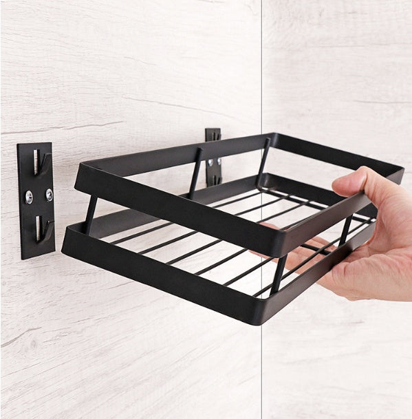 Black Carbon Steel Wall-Mounted Storage Basket, 20–50 cm