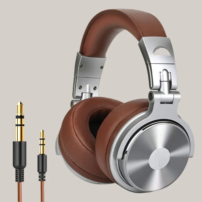 Stereo headphones with mic 003Sliver brown