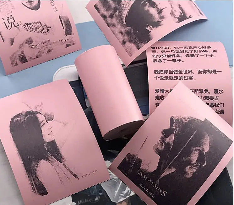 Mini Bliuetooth Wireless Thermal Printer 3pcs thermal paper Pink