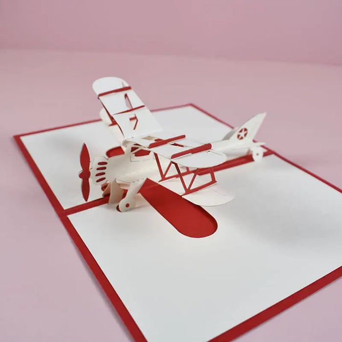 3D Airplane Pop-Up Greeting Card – Red