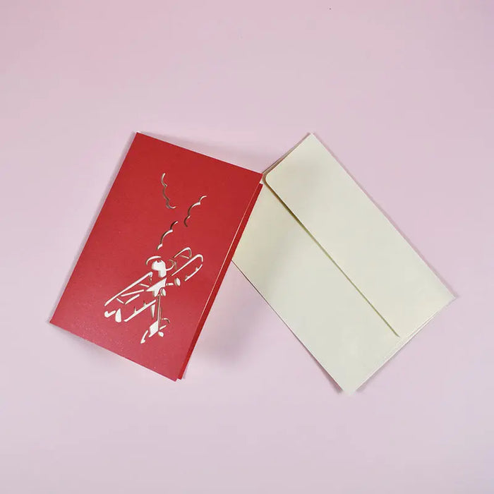 3D Airplane Pop-Up Greeting Card – Red