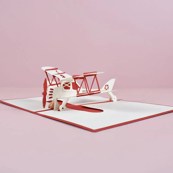 3D Airplane Pop-Up Greeting Card – Red
