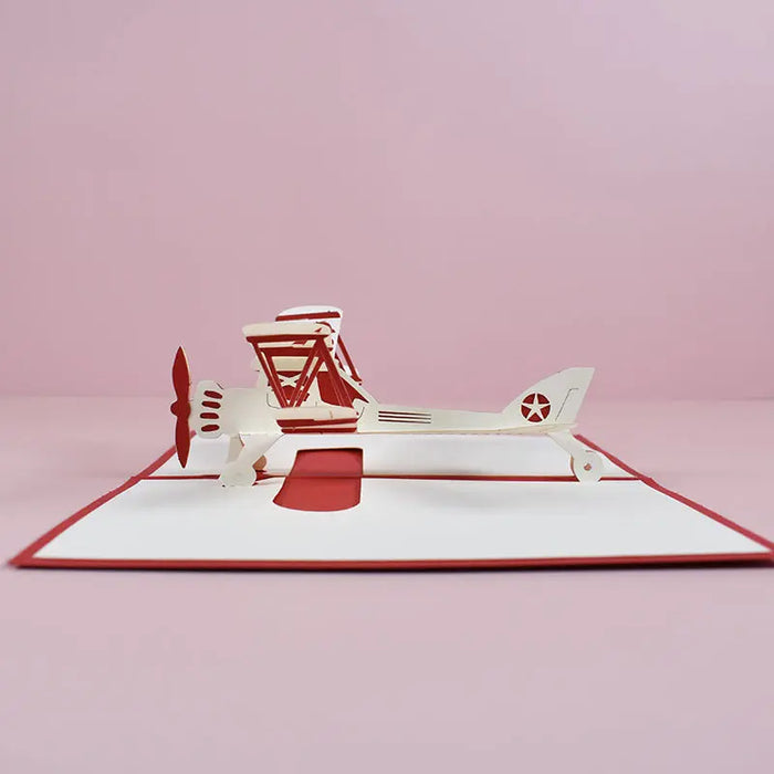 3D Airplane Pop-Up Greeting Card – Red
