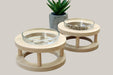 Wooden Raised Pet Bowl Stand with Glass Bowls S