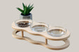 Wooden Raised Pet Bowl Stand with Glass Bowls L