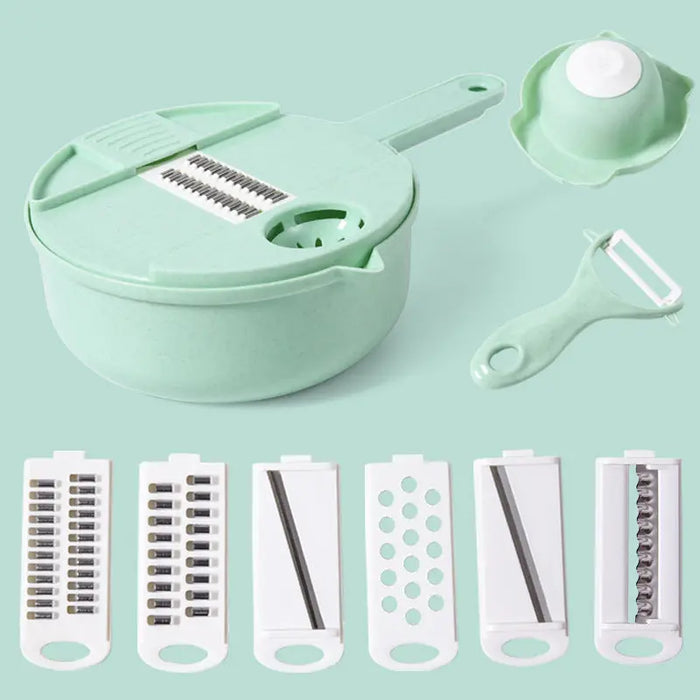 Kitchen Multifunctional Vegetable Shredder Green