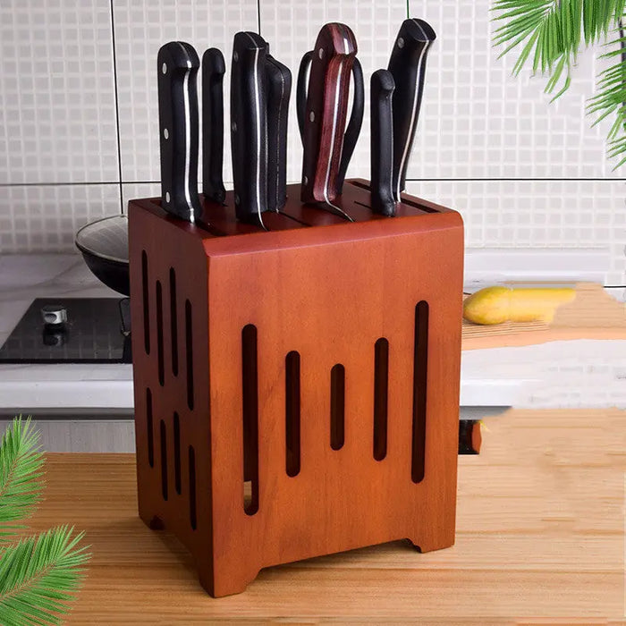 Ventilated Rubberwood Knife Holder, Wall-Mounted or Countertop