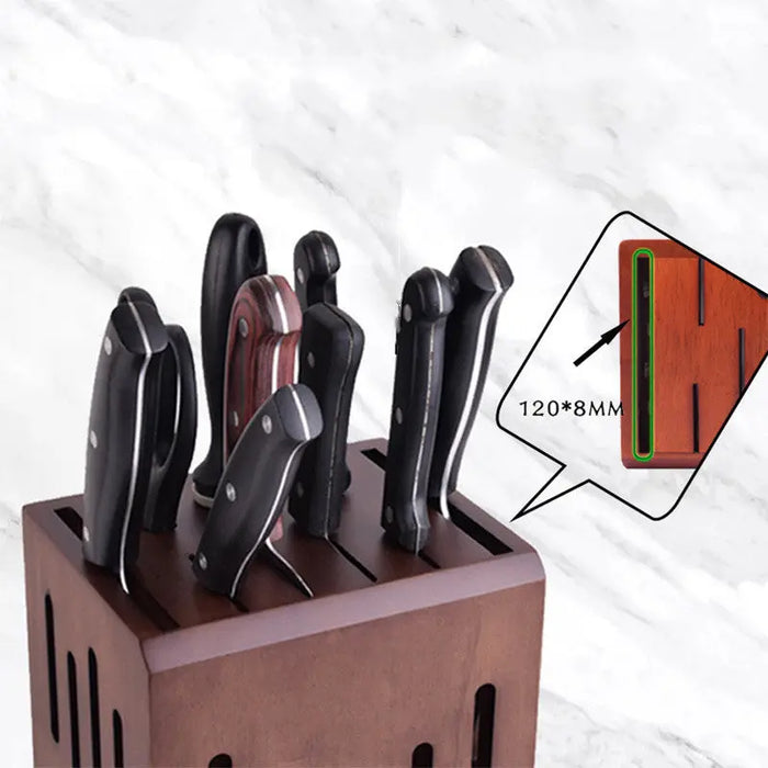 Ventilated Rubberwood Knife Holder, Wall-Mounted or Countertop