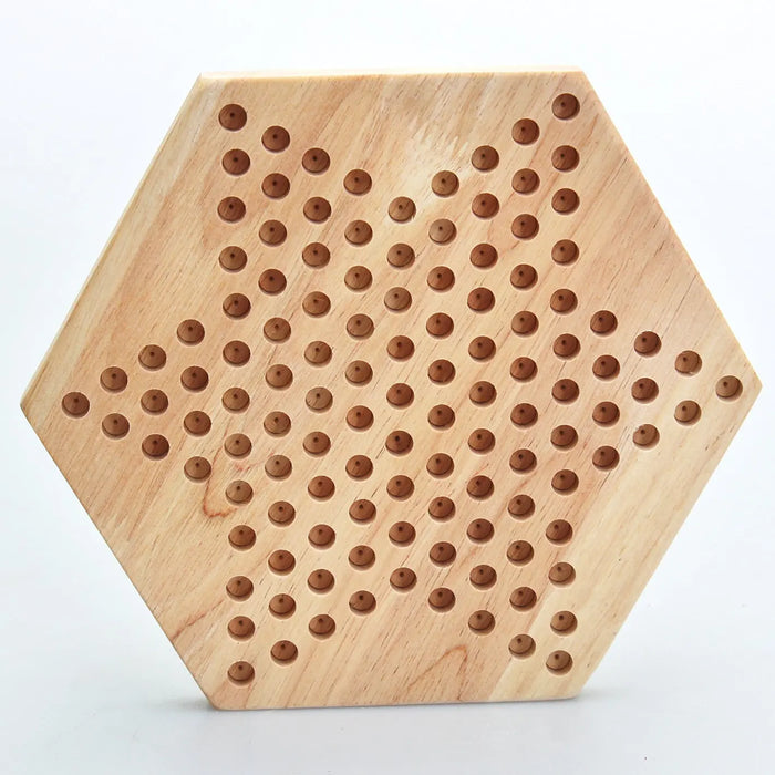 Wooden Hexagon Checkers Game – Rubberwood