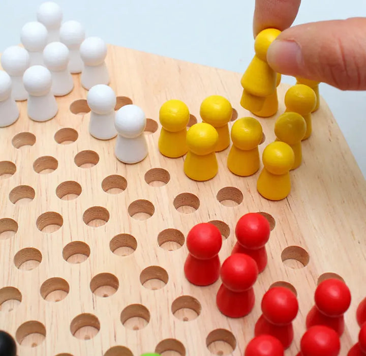 Wooden Hexagon Checkers Game – Rubberwood