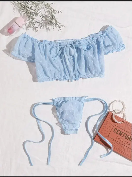 European and American Erotic Lingerie Sexy Women's Underwear Blue