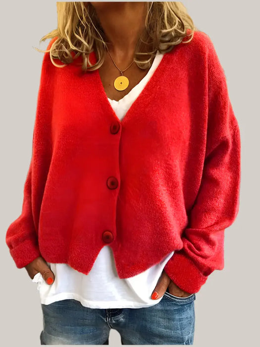 Women Cardigans Sweater Big red