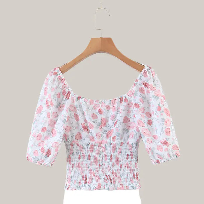 Sweet Chic Floral Print Crop Tops