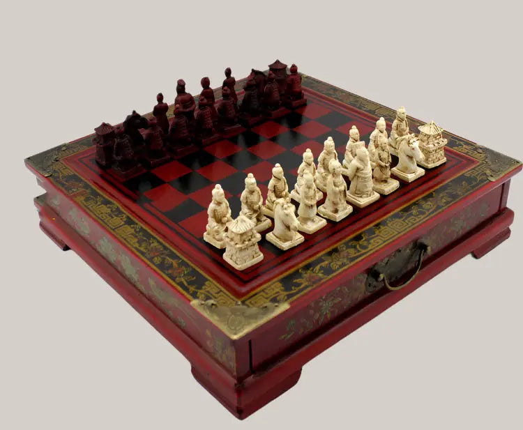 Painted Resin Chess Set – 25 × 24 cm, 2 Styles Red Astyle