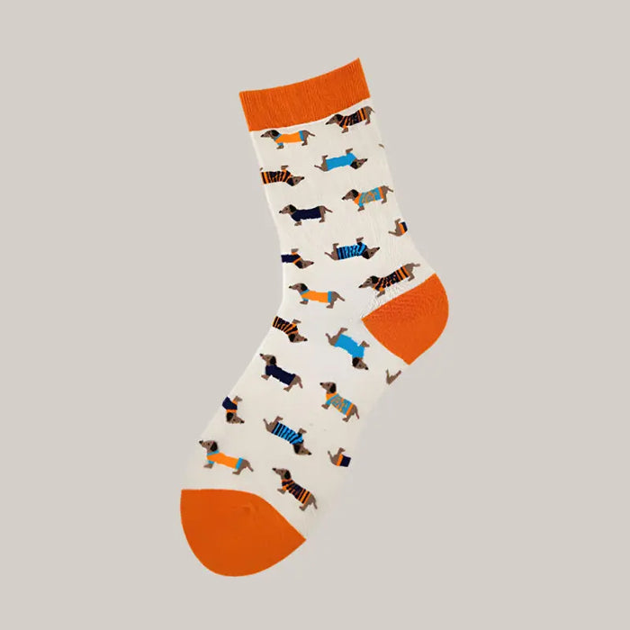 Socks For Men And Women Dog Orange One size