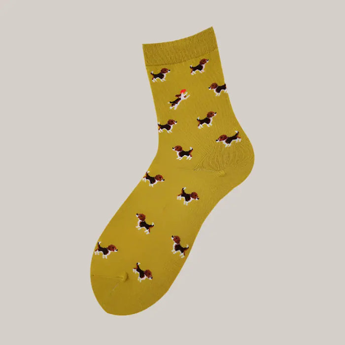 Socks For Men And Women Dog yellow One size