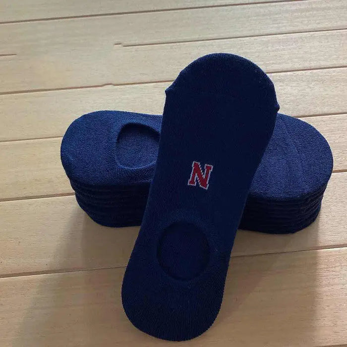 Socks Men And Women Solid Color Boat Socks Navy Blue 1PCS